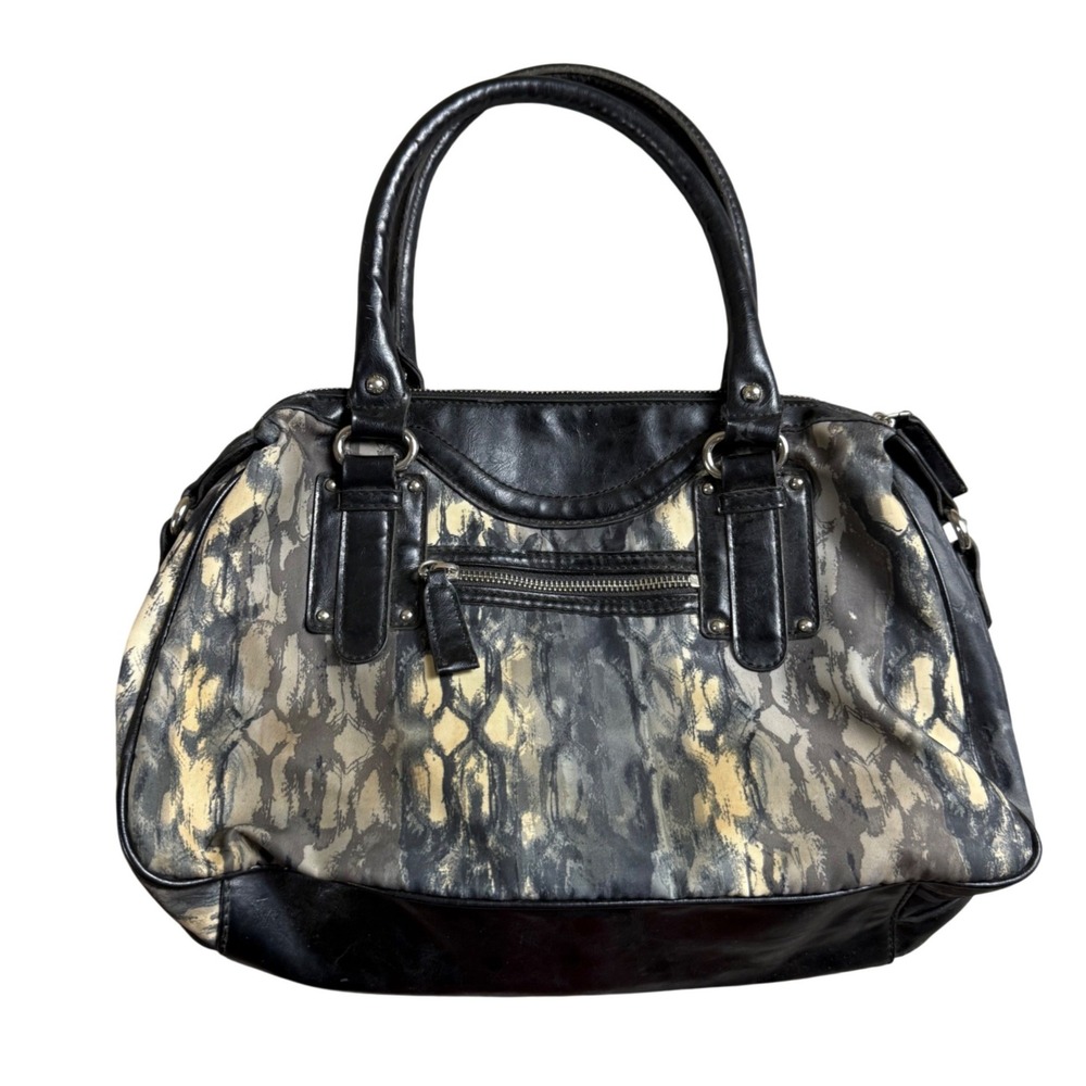 Vintage Y2K Etienne Aigner Satchel Bag Purse Black Snakeskin Fabric/Leather